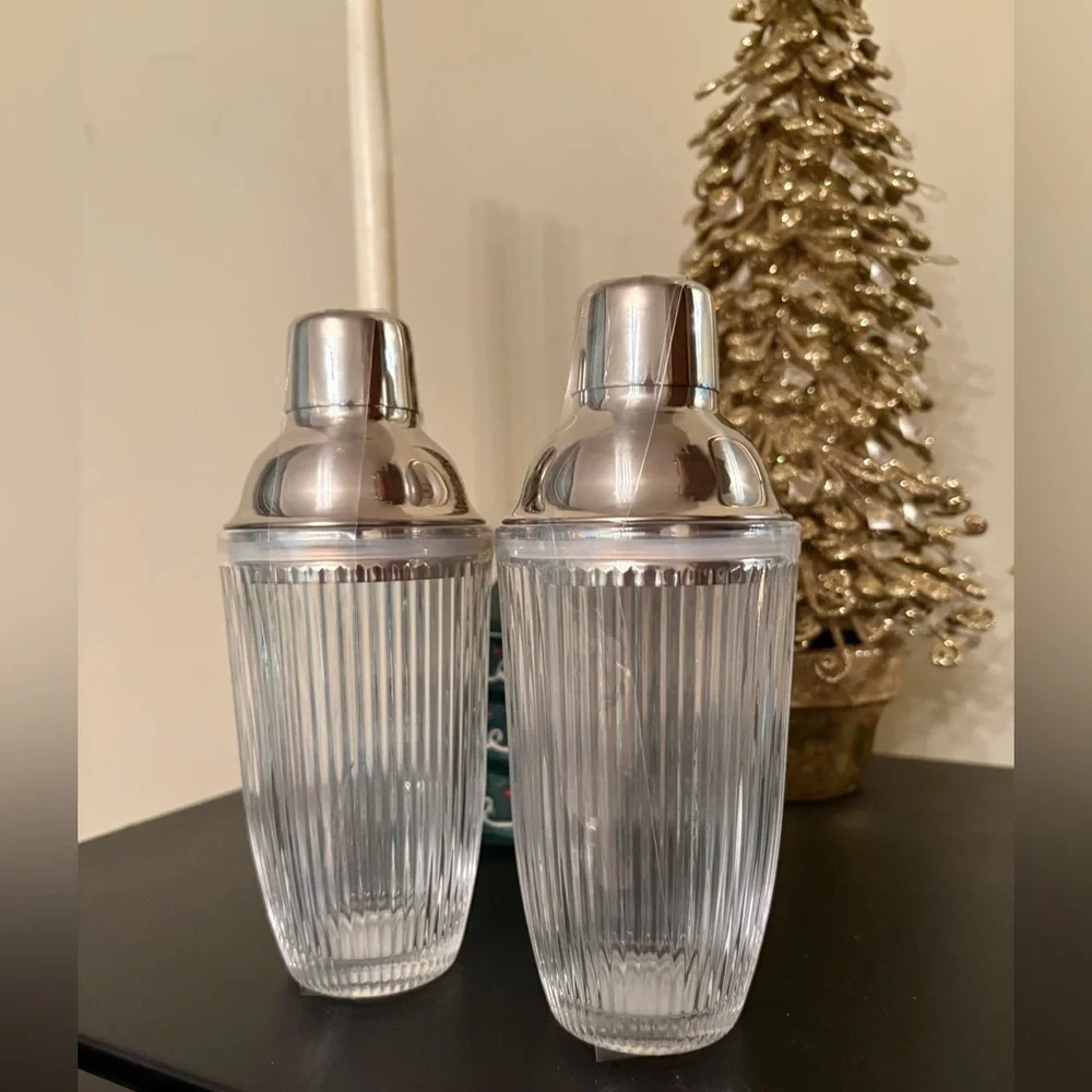 Holiday Cocktail Shaker Set of TWO  Stainless Steel‎ for Crafting  Cocktails